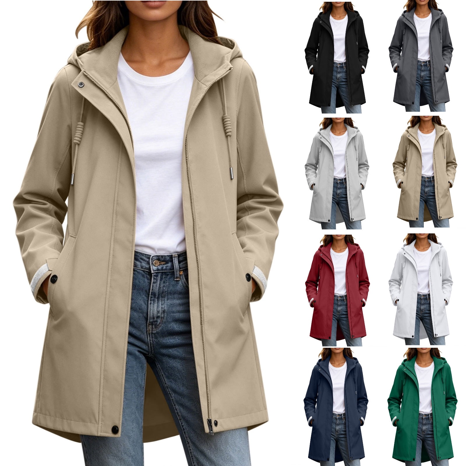 fheaev Hooded Rain Jacket for Women Waterproof Hiking Raincoat ...