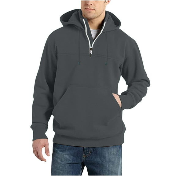 fheaev Hoodies Sweatshirts For Men Fashion Solid Color Long Sleeve Drawstring Casual Half Zipper Active Hoodies Fleece Lined Sweatshirts Pullover Shirts Tops With Pocket