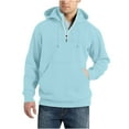 thumbnail image 1 of fheaev Hoodies Sweatshirts For Men Fashion Solid Color Long Sleeve Drawstring Casual Half Zipper Active Hoodies Fleece Lined Sweatshirts Pullover Shirts Tops With Pocket, 1 of 6