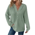 thumbnail image 1 of fheaev Hoodies for Women Waffle Knit Long Sleeve Drawstring Button V Neck Casual Pullover Sweatshirt Hooded Pullover Tops Trendy Sweatshirt Blouses for Fall 2025, 1 of 6