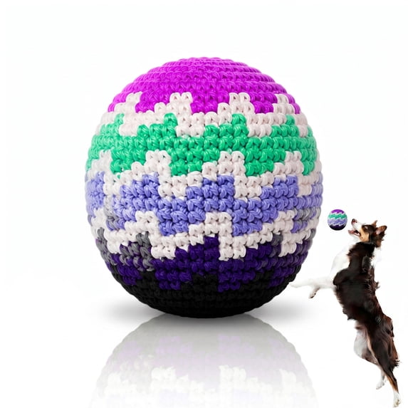 Fheaev Interactive Pet Toys Dog Toys Dog Ball,Colorful Crocheted Dog Ball Toy Quiet Indoor Toy Relieves Anxiety Cleans Teeth Interactive Soft Chew Toy for Small And Medium Dogs Silent Play