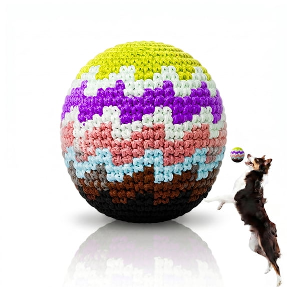 Fheaev Interactive Pet Toys Dog Toys Dog Ball,Colorful Crocheted Dog Ball Toy Quiet Indoor Toy Relieves Anxiety Cleans Teeth Interactive Soft Chew Toy for Small And Medium Dogs Silent Play