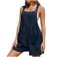 thumbnail image 1 of fheaev Jumpsuits for Women Casual Button Sleeveless Cold Shoulder Suspender Strap Rompers Boho Wide Leg Shorts Rompers Wide Leg Pants with Pockets One Piece Overalls Dressy Treny Outfits Clothes, 1 of 7