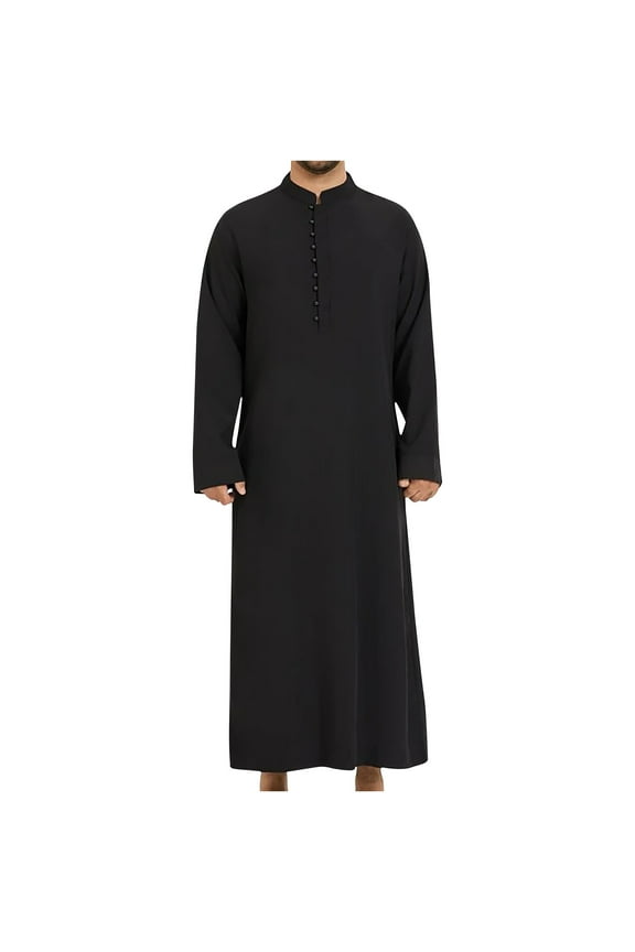 Kaftan Robe for Men Nightshirt Casual Long Sleeve Loose Sleep Shirt Thobe Muslims Dresses Gown Shirt Soft Comfy Nightgown