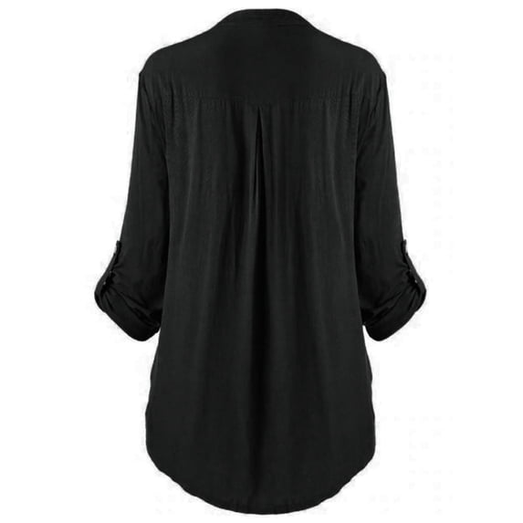 fheaev Womens Plus Size Lace Trim Tunic Tops V Neck Button Down Roll Up Sleeve Casual Office Work Blouse for Leggings