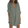 thumbnail image 1 of fheaev Long Shirts For Women Oversized Button Down Shirts Casual Loose Long Sleeve Solid Lapel Tunics Top Long Blouses Tops With Pockets Long Shirts To Wear With Leggings, 1 of 5