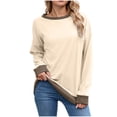 thumbnail image 1 of fheaev Long Sleeve Shirt for Women Casual Round Neck Strip Cute Pullover Tops Lightweight Loose Fit Tunic Tops Basic Tees Work Outfits Clothes, 1 of 8