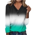 thumbnail image 1 of fheaev Long Sleeve Shirts for Women Henley T Shirts Loose Fit Tunics Dressy Casual Button Printed V-Neck Pullover Top Work Blouses Fall Fashion Tunic Tops, 1 of 7
