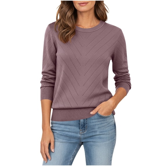 fheaev Long Sleeve Shirts for Women Knit Casual Crew Neck Pullover Tops Comfortable Shirt Soft Basic Tees Fall Fashion Clothes Workout Loose Fit Blouses Winter Outfits