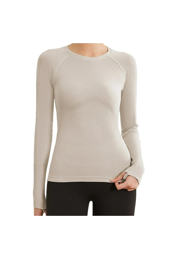 Long Sleeve Shirts for Women Scoop Neck Bottom Shirt Slim Fitted Casual Stretch Fitted Underscrubs Training Sports Top Pilates Fitness Wear Base Layer Tops
