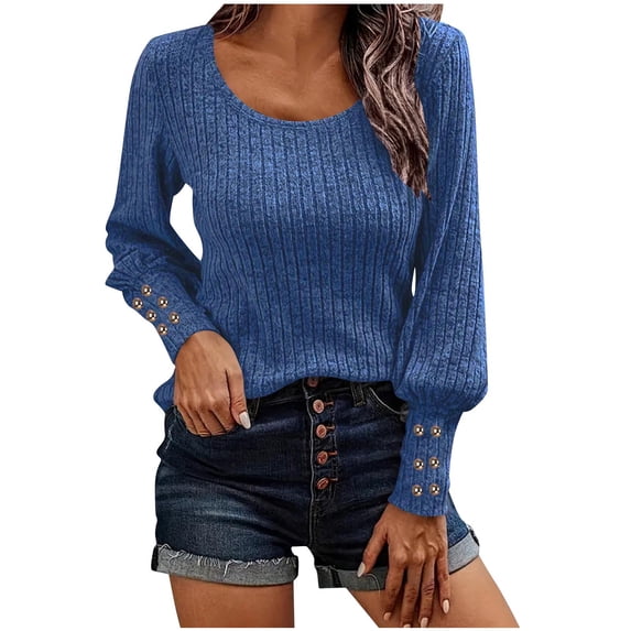 fheaev Long Sleeve Shirts for Women Fall Fashion Tops Crewneck Dressy Sweaters Tunic Top Winter Clothes Casual Blouses Shirts Outfits