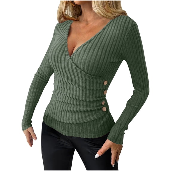 fheaev Long Sleeve Shirts for Women Fall Fashion Tops Crewneck Solid Color Tight Slim Fit Cute Sweaters Tunic Top Winter Casual Y2K Clothes