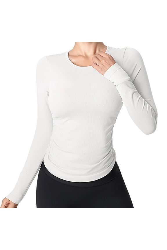 Long Sleeve Shirts for Women Scoop Neck Bottom Shirt Slim Fitted Casual Basic Tee T Shirt Stretch Fitted Underscrubs Trendy Basic Tops