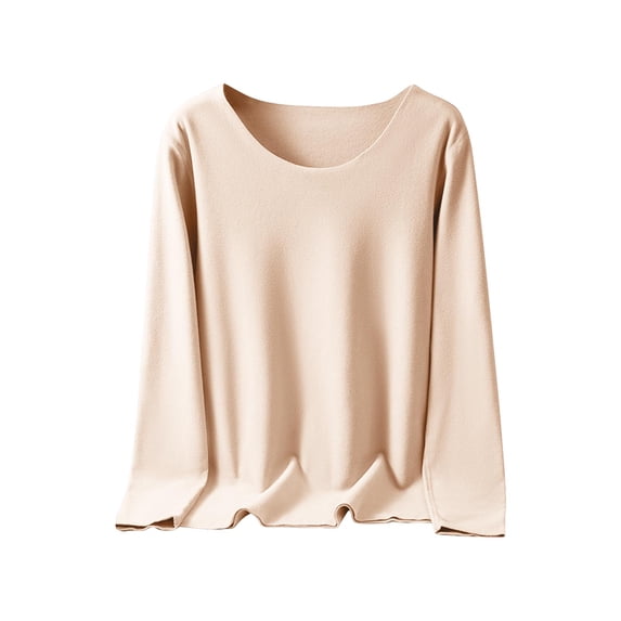 fheaev Long Sleeve T Shirt for women Regular-Fit Crew Neck Casual double-sided German velvet warm Fall Tops Basic Loose Fit Tshirts Fashion Clothes Outfits 2025