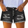 thumbnail image 1 of fheaev Mid Rise Ripped Denim Shorts for Women Tassel Hem 4 Button Zipper Closure with Pockets Casual Summer Mini Jean S-2XL, 1 of 5