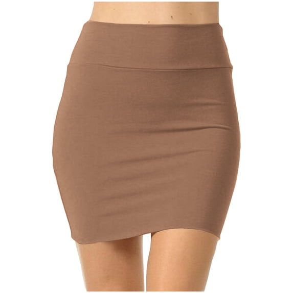 fheaev Mini Skirt for Women Mid-Waisted Pencil Bodycon Short Simple Stretchy Tube Pencil Skirt