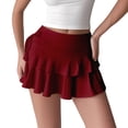 thumbnail image 1 of fheaev Mini Skirt for Women Summer Adjustable Solid Elastic Waist Flared Flowy Casual Tiered Beach Short Skirt, 1 of 9