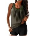 thumbnail image 1 of fheaev Modest Tankini Swimsuits Set for Women Two Pc Athletic Womens Bathing Suits Blouson Swim Tank Tops with Board Shorts Conservative Split Swimwear, 1 of 5