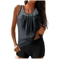 thumbnail image 1 of fheaev Modest Tankini Swimsuits Set for Women Two Pc Athletic Womens Bathing Suits Blouson Swim Tank Tops with Board Shorts Conservative Split Swimwear, 1 of 5