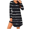 thumbnail image 1 of fheaev Nightgowns for Women Long Sleeve Sleep Shirts V-Neck Nightshirts Soft Sleep Dress Oversized Sleepwear Knee Length T-Shirt Dress Loose House Dresses, 1 of 7