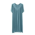 thumbnail image 1 of fheaev Nightgowns For Women Pleated Short Sleeve Sleep Shirts Solid Color Pajamas Large Round Neck Sleepwear Dress Loose Fit Sleepwear Pullover Night Shirt House Dresses Lounge Dress For Summer 2024, 1 of 4