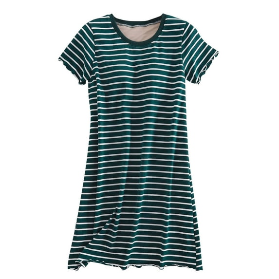 fheaev Nightgowns For Women Soft Comfy Sleepwear Night Gown With Chest Pad Round Neck Nightdress Short Sleeve Loose Pullover Pleated Houses Pajama Tank Dress With Pockets Summer Nightshirt For Women