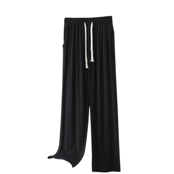 fheaev Pajama Pants For Women Wide Leg Pants Thin Large Size Fitness Sport Comfy Loose High Waisted Elastic Waist Sweatpants Solid Color Full Length Pants Outside Trousers
