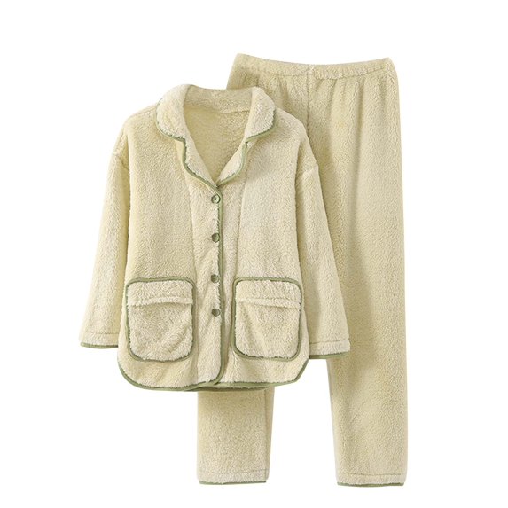 fheaev Pajamas Sets For Women 2 Piece Lounge Sleepwear Sets Long Sleeve Button Down Top Round Neck Sleep Shirt Cardigan Pants Pajama Sets Soft Nightwear Pj Sets Lounge Sets
