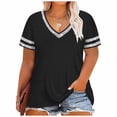 thumbnail image 1 of fheaev Plus Size Summer Tops for Women Solid Color V-Neck Short Sleeve Regular Fit Casual T-Shirts, 1 of 5