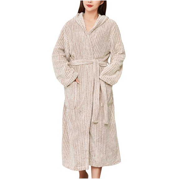 fheaev Plush Robes For Women And Men'S Cozy Soft Warm Fuzzy Fleece Nightgown Spa Robe With Pockets Household Clothes Flannel Hooded Pajamas Sherpa Shaggy Bathrobe Sleepwear Housecoat