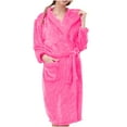 thumbnail image 1 of fheaev Plush Robes For Women And Men'S Cozy Soft Warm Fuzzy Fleece Nightgown Spa Robe With Pockets Household Clothes Flannel Hooded Pajamas Sherpa Shaggy Bathrobe Sleepwear Housecoat, 1 of 3