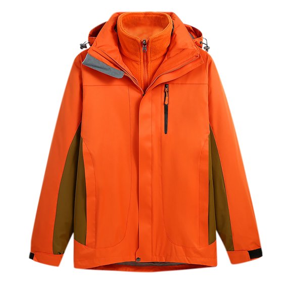 fheaev Rain Jacket For Men Three-In-One Waterproof Raincoat Softshell Windproof Interchange Jacket Outdoor Jacket Windbreaker Drawstring Hooded Jackets For Men Hiking Cycling Travel