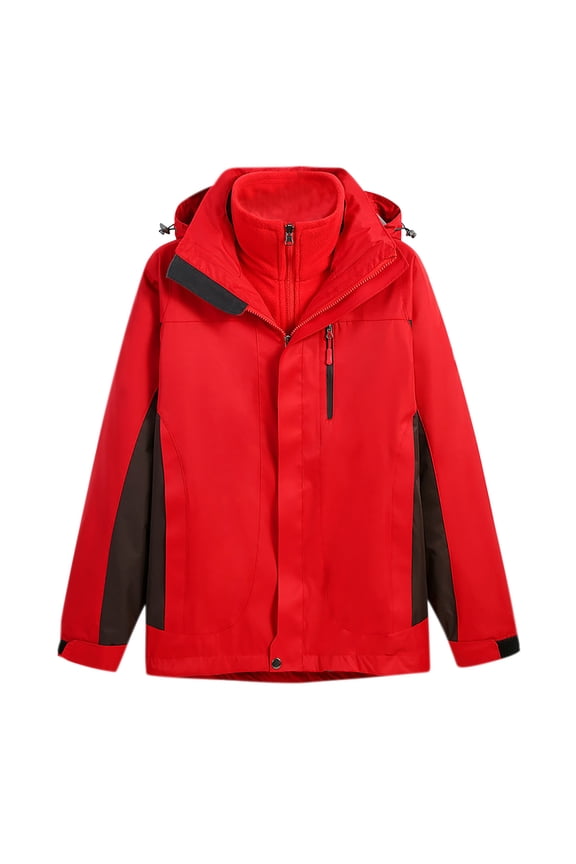 Rain Jacket For Men Three-In-One Waterproof Raincoat Softshell Windproof Interchange Jacket Outdoor Jacket Windbreaker Drawstring Hooded Jackets For Men Hiking Cycling Travel