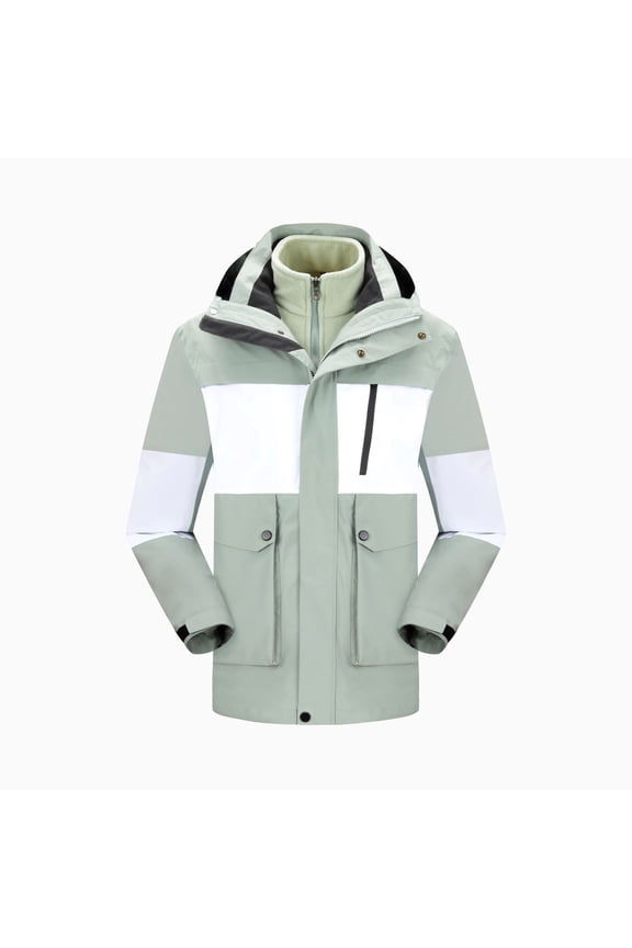 Rain Jacket for Men Unisex Thickened Waterproof Ski Jacket Warm Winter Snow Coat Mountain Interchange Jacket Windbreaker Hooded Raincoat for Men Hiking Cycling Travel