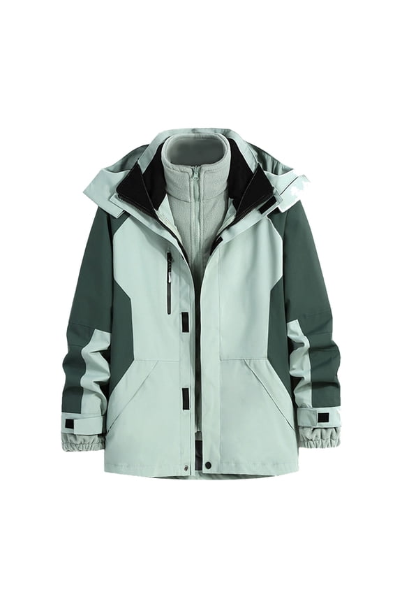 Rain Jacket For Men Unisex Thickened Waterproof Ski Jacket Warm Winter Snow Coat Mountain Interchange Jacket Windbreaker Hooded Raincoat For Men Hiking Cycling Travel