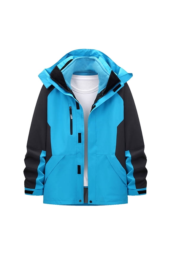 Rain Jacket for Men Unisex Thickened Waterproof Ski Jacket Warm Winter Snow Coat Mountain Interchange Jacket Windbreaker Hooded Raincoat for Men Hiking Cycling Travel