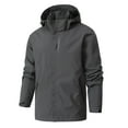 thumbnail image 1 of fheaev Rain Jacket For Men Waterproof Raincoat Daily Casual Softshell Windproof Interchange Jacket Outdoor Jacket Drawstring Pockets Windbreaker Detachable Hooded Jackets For Men Hiking Cycling Travel, 1 of 3