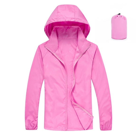 fheaev Rain Jacket For Women Outdoor Jacket Waterproof Windproof Acket Recreation Sports Interchange Jacket Windbreaker Long Sleeve Detachable Hooded Raincoats With Storage Bag
