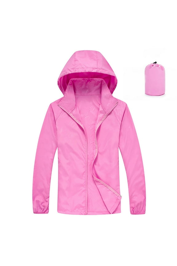 Rain Jacket For Women Outdoor Jacket Waterproof Windproof Acket Recreation Sports Interchange Jacket Windbreaker Long Sleeve Detachable Hooded Raincoats With Storage Bag