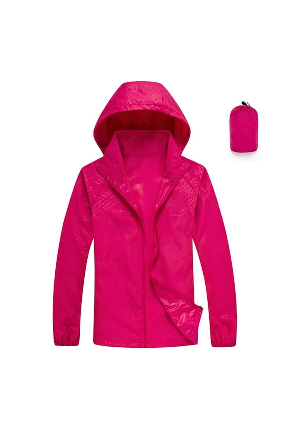 Rain Jacket For Women Outdoor Jacket Waterproof Windproof Acket Recreation Sports Interchange Jacket Windbreaker Long Sleeve Detachable Hooded Raincoats With Storage Bag