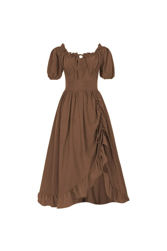 Renaissance Dresses For Women Square Neck Short Sleeve Puff Sleeve Dress Maxi Dress Victorian Medieval Retro Court Dress Peasant Tops Irish Under Dress