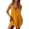thumbnail image 1 of fheaev Rompers for Women Crew Neck Sleeveless Loose Fit with Pocket Summer Vacation Beach Outfits Yellow 2XL, 1 of 8