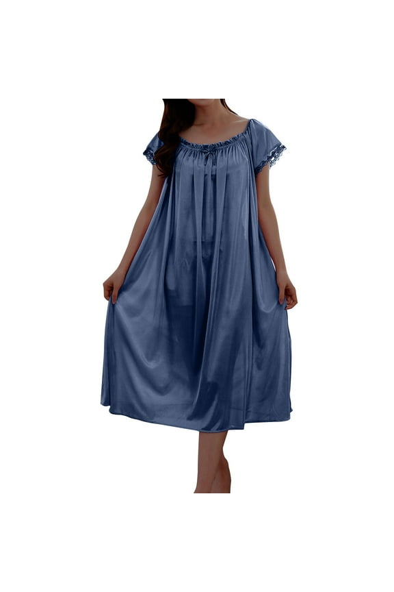 Sleep Shirts for Women Women Short Sleeve Sleepwear Loose Round Neck Sleepshirt Night Shirts for Sleeping Pullover Nightgown Soft Nightdress Casual Pajama Dress S-Xxl