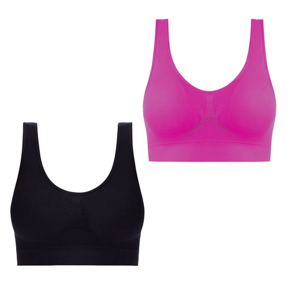 fheaev Sports Bras for Women 2 Pack Seamless Removable Pads Wireless Sleep Bras Yoga Bra Plus Size Wirefree Everyday Bra Pure Color Breathable Comfy Workout Bra Underwear