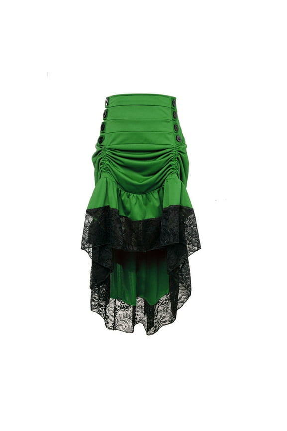 Steampunk Gothic Skirt For Women Medieval Dress High Low Victorian Ruffle Bustle Skirt Renaissance Skirts Cosplay Party Costume Halloween Party Masquerade Costumes Vintage Skirt Court Dress