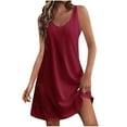 thumbnail image 1 of fheaev Summer Dresses for Women 2024 Beach Loose crew Neck Sleeveless Swing Dress Sundresses with Pockets Night Out Dress Boho Tank Dresses, 1 of 5