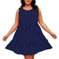 thumbnail image 1 of fheaev Summer Dresses for Women Camisole Dress Loose Sundresses Beach Clothes Outfit Vacation Round Neck Knee-Length Tank Dress Swing Midi Dress, 1 of 6