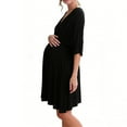 thumbnail image 1 of fheaev Summer Maternity Dresses for Women Short Sleeve V Neck Mid-Length Modal Solid Color Comfor Table Nursing Dress Black XL, 1 of 4