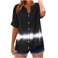 thumbnail image 1 of fheaev Summer Tops for Women Solid Color V-Neck Button Short Sleeve Loose Fit Casual T-Shirts, 1 of 5
