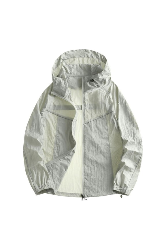 Sun Protection Hooded Jacket for Women Lightweight Long Sleeve Full Zip Sun Shirt with Pocket Cycling Bike Windbreaker for Hiking Travel Breathable Waterproof Sunscreen Outdoor Jacket